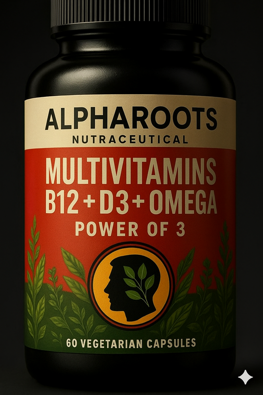 Alpharoots Multivitamins B12+ D3+ Omega . Power of 3